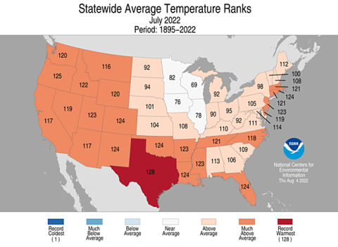 National temperature rankings