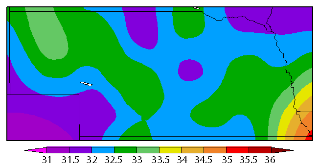 内布拉斯加州土壤温度图2016年2月5日