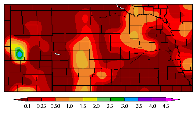 内布拉斯加州7天降水地图8-17-15