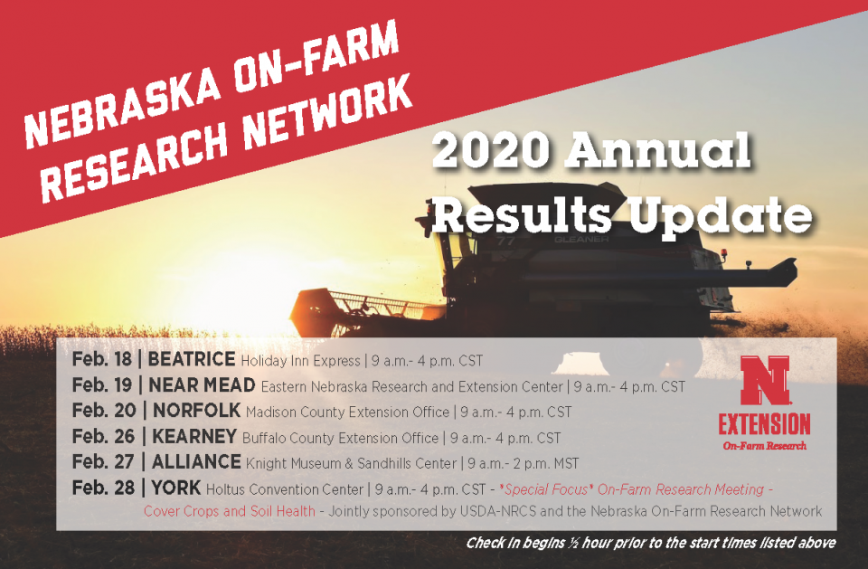 内布拉斯加州农场研究网络2020结果更新日期和位置