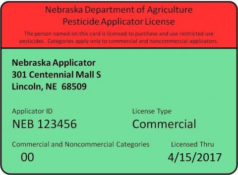 Sample commercial pesticide applicator certificate