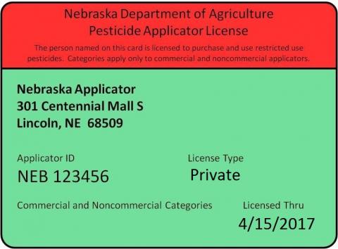 Sample private pesticide applicator certificate