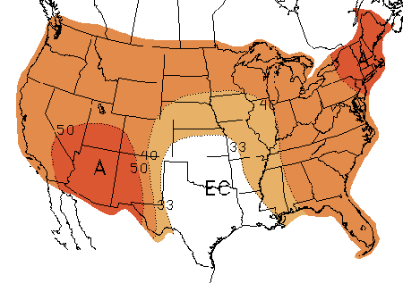 2016年10月美国气温预报地图
