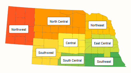 美国农业部NASS地区内布拉斯加州地图