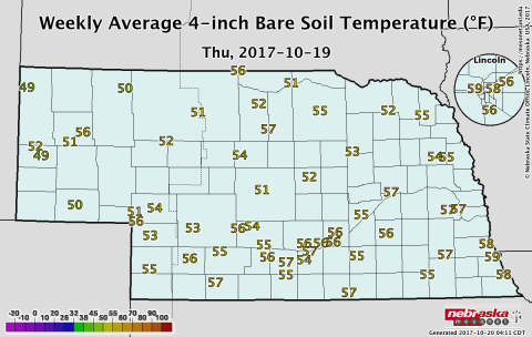 Nebraska soil temperature map