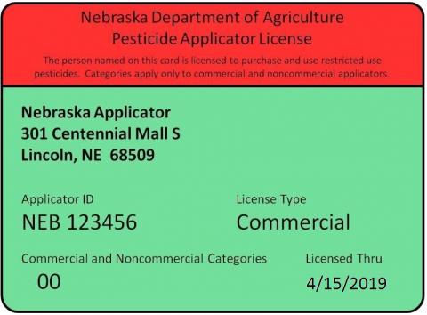 Commercial/non-commercial pesticide applicator license