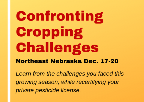 Card promoting the Confronting Cropping Challenges meetings