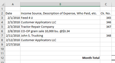 Excel分类账表中说明不一致命名的部分