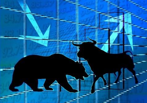 标志性市场力量，熊和公牛的图象。