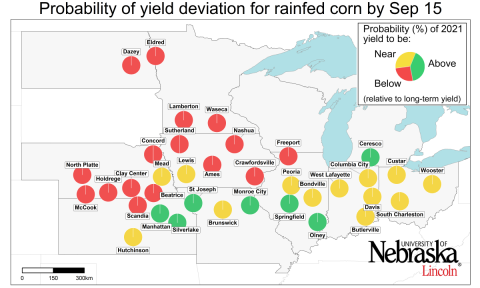2021年中西部各州玉米产量预测